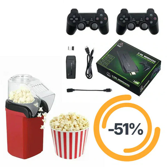 Retro konzola sa 20000 igrica i aparat za kokice PAPAJA COMBO